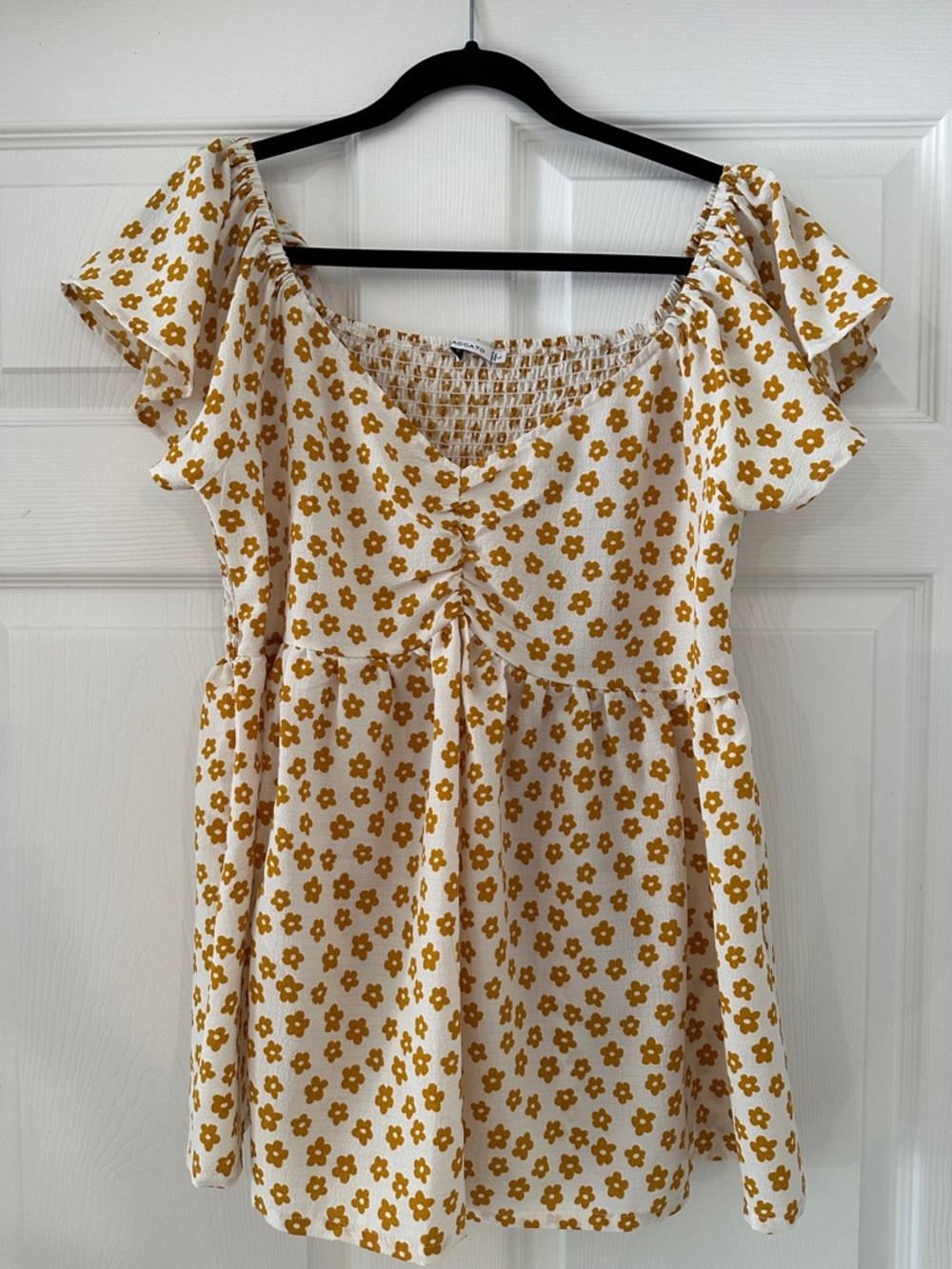 Staccato White Tunic Top with Mustard Floral Print